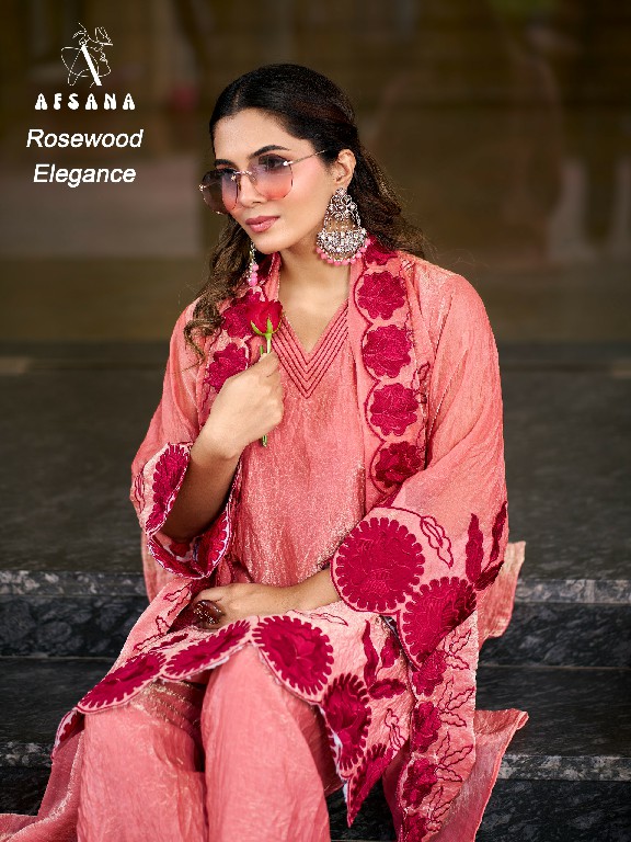 AFSANA ROSEWOOD ELEGANCE WHOLESALE READYMADE FANDY CRUSH LUXURIOUS LOOK 3 PCS COMBO SET SUITS SUPPLIER