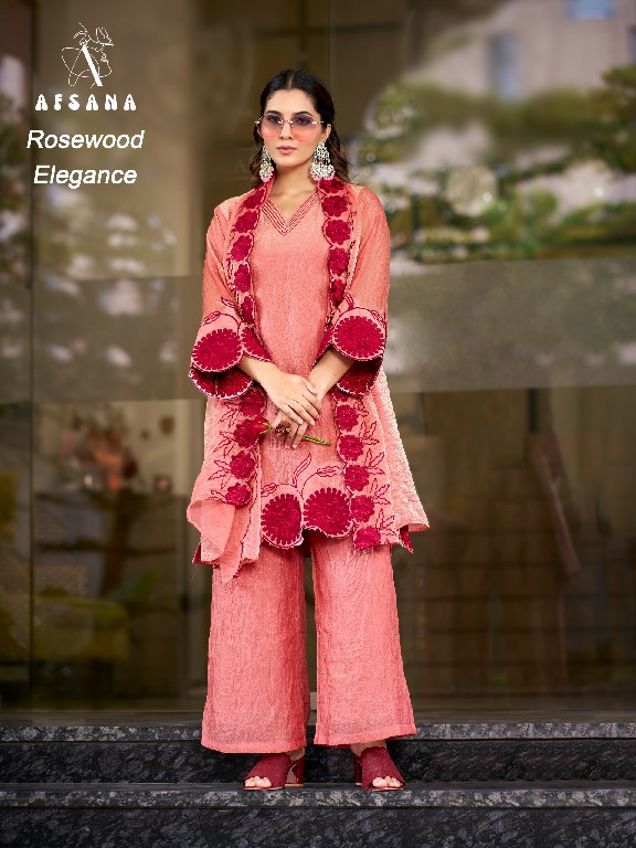 AFSANA ROSEWOOD ELEGANCE WHOLESALE READYMADE FANDY CRUSH LUXURIOUS LOOK 3 PCS COMBO SET SUITS SUPPLIER