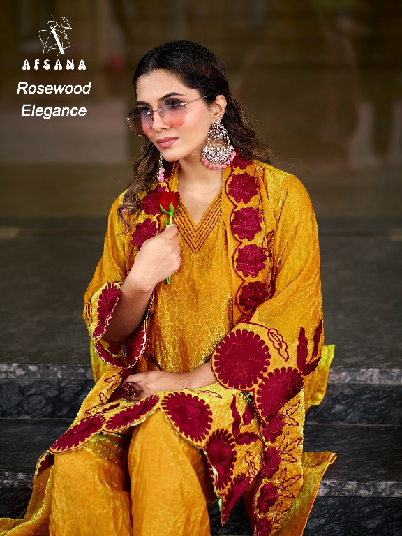 AFSANA ROSEWOOD ELEGANCE WHOLESALE READYMADE FANDY CRUSH LUXURIOUS LOOK 3 PCS COMBO SET SUITS SUPPLIER