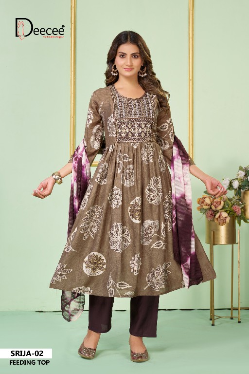 DEE CEE SRIJA WHOLESALE READYMADE VATICAN STYLISH FEEDING GHERA PATTERN 3 PCS SUITS FOR EXPORT