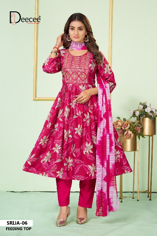DEE CEE SRIJA WHOLESALE READYMADE VATICAN STYLISH FEEDING GHERA PATTERN 3 PCS SUITS FOR EXPORT