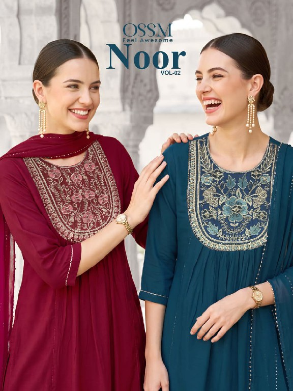 OSSM NOOR VOL 2 WHOLESALE READYMADE PREMIUM MAL CHANDERI STUNNING LOOK 3 PCS SUITS FOR WOMEN ONLINE