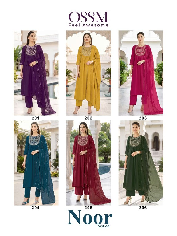 OSSM NOOR VOL 2 WHOLESALE READYMADE PREMIUM MAL CHANDERI STUNNING LOOK 3 PCS SUITS FOR WOMEN ONLINE