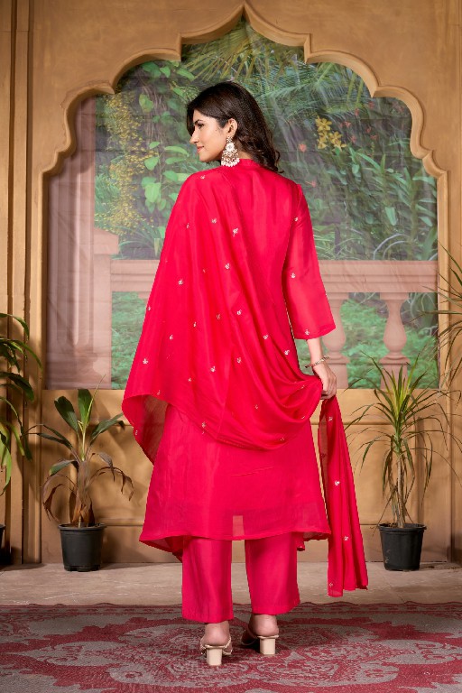 TEXOFAB RANG MANCH VOL 2 WHOLESALE READYMADE MAL CHANDERI ELEGANT LOOK A LINE CUT 3 PCS COMBO SET SUITS SUPPLIER