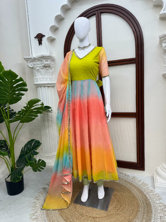 TEXTILEDEAL D.NO 6069 WHOLESALE READYMADE FOUX GEORGETTE PARTY WEAR ANARKALI 3 PCS SUITS EXPORTER