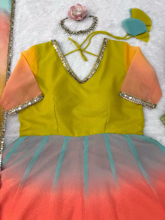 TEXTILEDEAL D.NO 6069 WHOLESALE READYMADE FOUX GEORGETTE PARTY WEAR ANARKALI 3 PCS SUITS EXPORTER