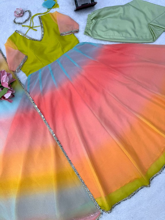 TEXTILEDEAL D.NO 6069 WHOLESALE READYMADE FOUX GEORGETTE PARTY WEAR ANARKALI 3 PCS SUITS EXPORTER