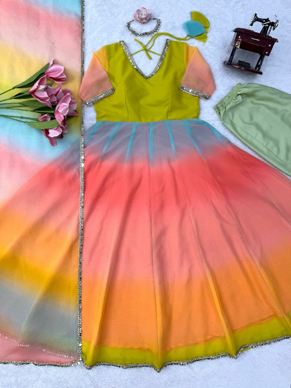 TEXTILEDEAL D.NO 6069 WHOLESALE READYMADE FOUX GEORGETTE PARTY WEAR ANARKALI 3 PCS SUITS EXPORTER