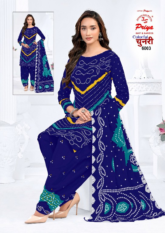 JS PRIYA COLORFUL CHUNNARI VOL 6 WHOLESALE DAILY WEAR COTTON PRINTED DRESS MATERIAL SUPPLIER