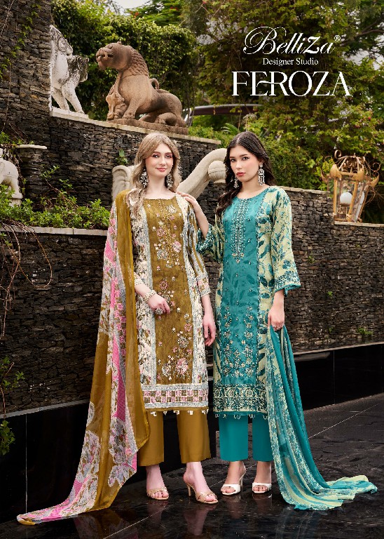 BELLIZA FEROZA WHOLESALE JAM COTTON EXCLUSIVE WORK UNSTITCH SALWAR SUITS EXPORTER