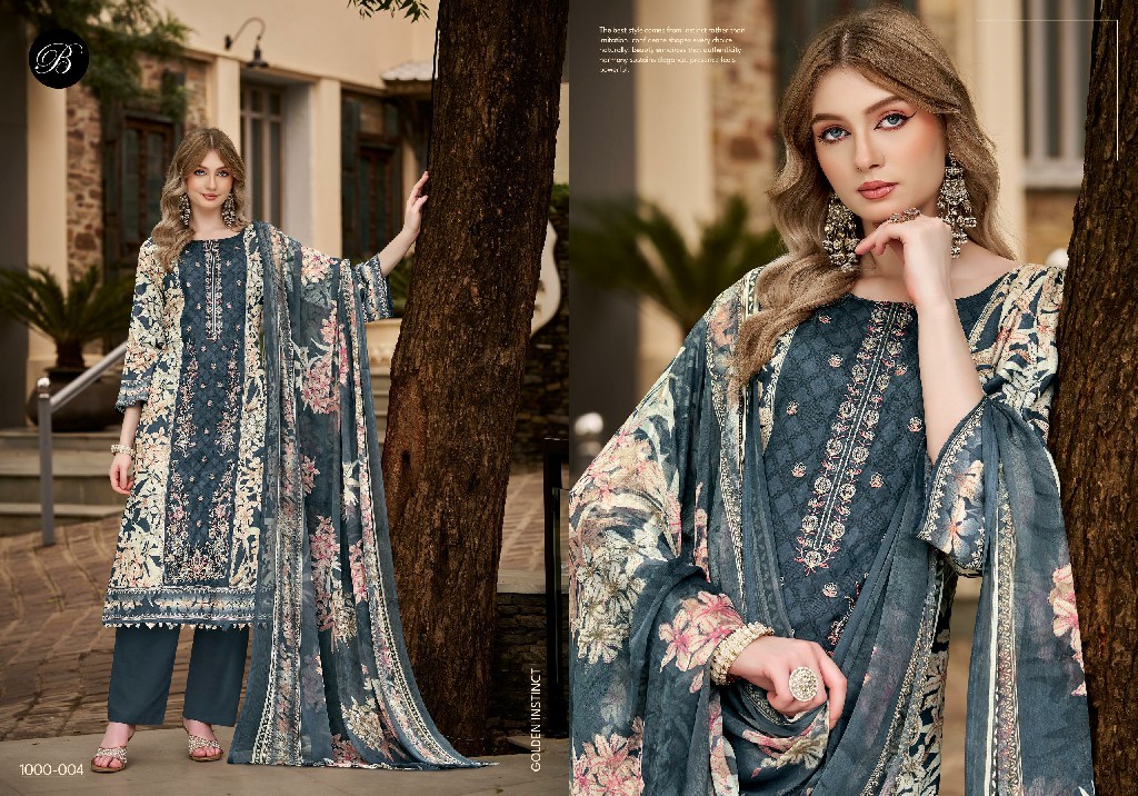 BELLIZA FEROZA WHOLESALE JAM COTTON EXCLUSIVE WORK UNSTITCH SALWAR SUITS EXPORTER