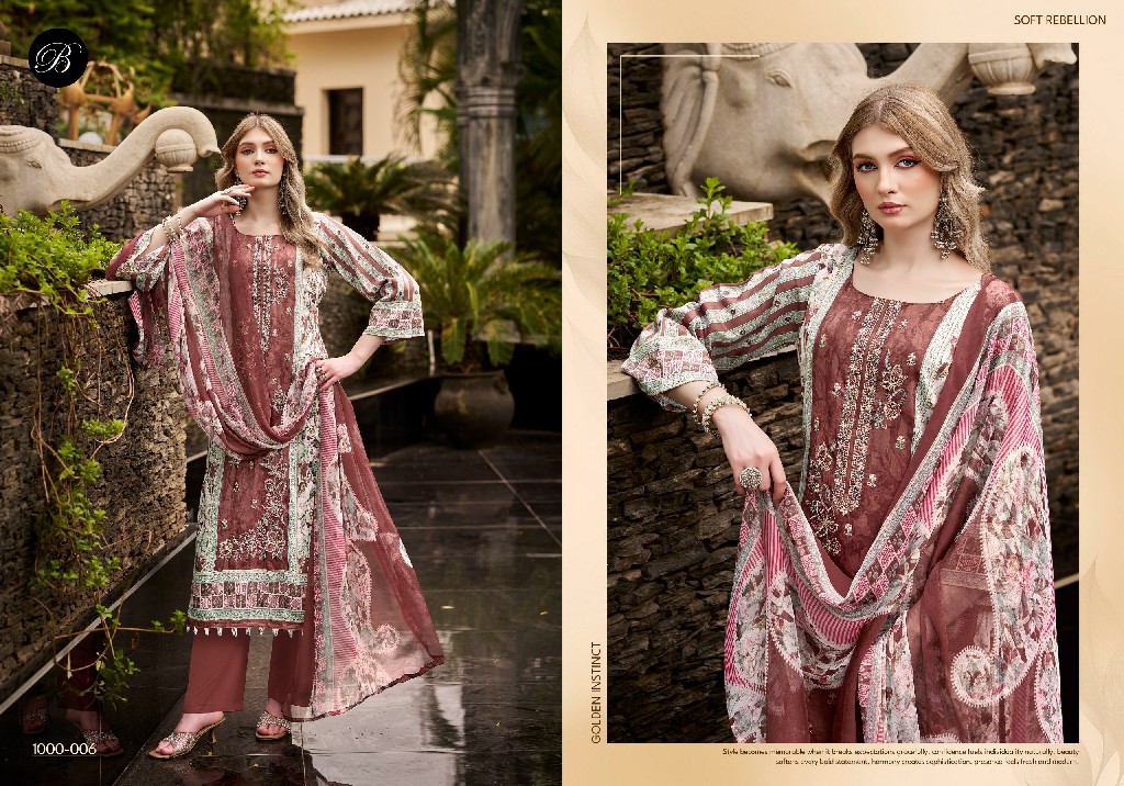 BELLIZA FEROZA WHOLESALE JAM COTTON EXCLUSIVE WORK UNSTITCH SALWAR SUITS EXPORTER