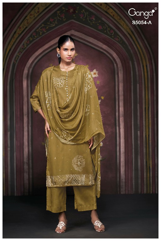 GANGA PAMELA S5054 WHOLESALE PREMIUM COTTON FANCY DESIGN UNSTITCH SALWAR SUITS SUPPLIER