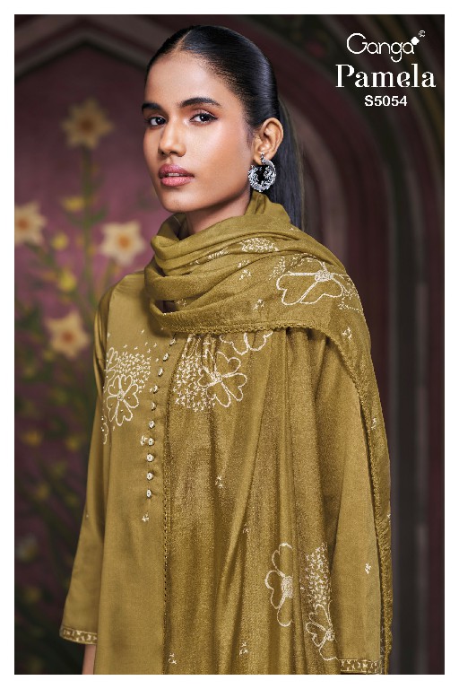 GANGA PAMELA S5054 WHOLESALE PREMIUM COTTON FANCY DESIGN UNSTITCH SALWAR SUITS SUPPLIER
