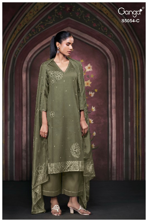 GANGA PAMELA S5054 WHOLESALE PREMIUM COTTON FANCY DESIGN UNSTITCH SALWAR SUITS SUPPLIER