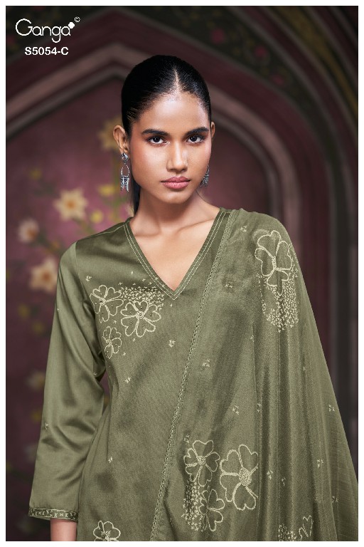 GANGA PAMELA S5054 WHOLESALE PREMIUM COTTON FANCY DESIGN UNSTITCH SALWAR SUITS SUPPLIER