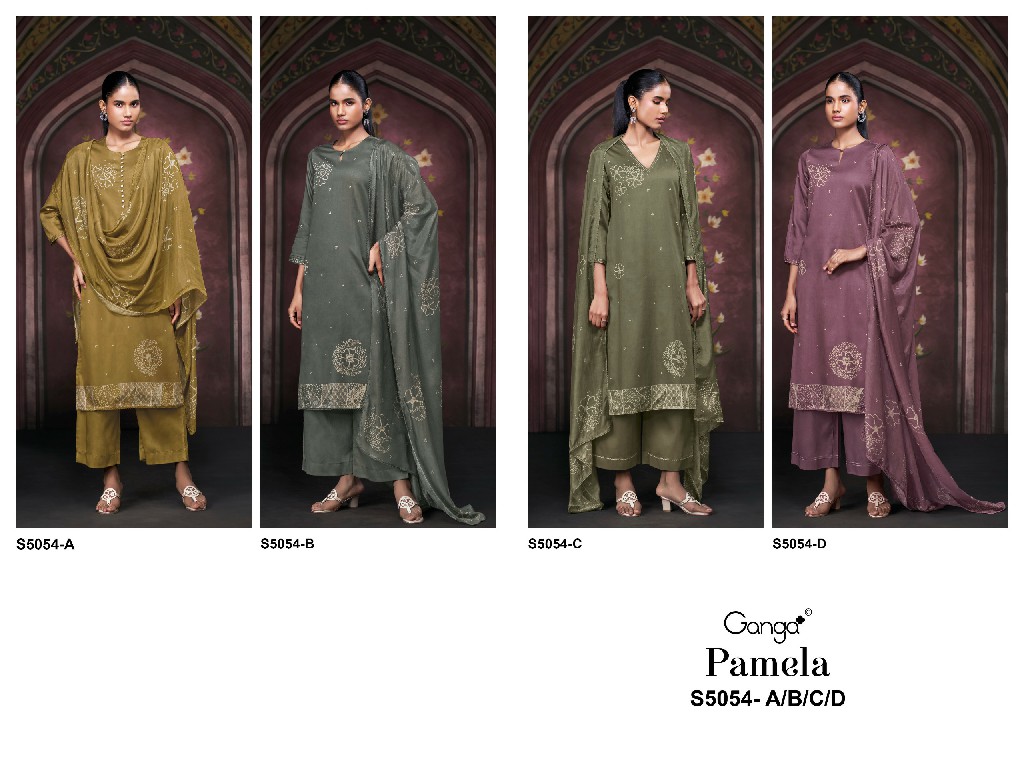 GANGA PAMELA S5054 WHOLESALE PREMIUM COTTON FANCY DESIGN UNSTITCH SALWAR SUITS SUPPLIER