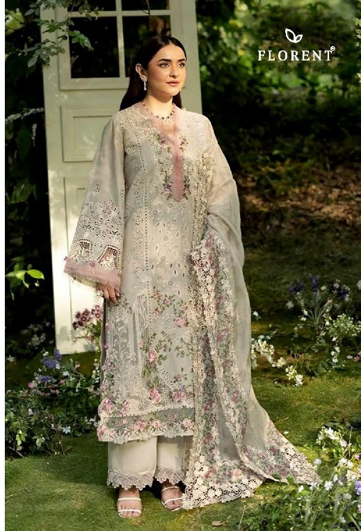 FLORENT D.NO 1097 WHOLESALE CAMBRIC HEAVY EMBROIDERY WORK UNSTITCH SALWAR SUITS ONLINE
