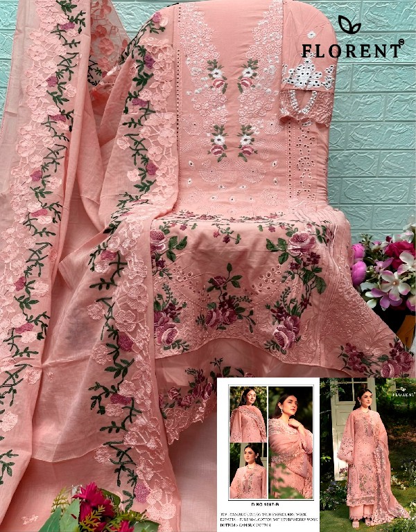 FLORENT D.NO 1097 WHOLESALE CAMBRIC HEAVY EMBROIDERY WORK UNSTITCH SALWAR SUITS ONLINE