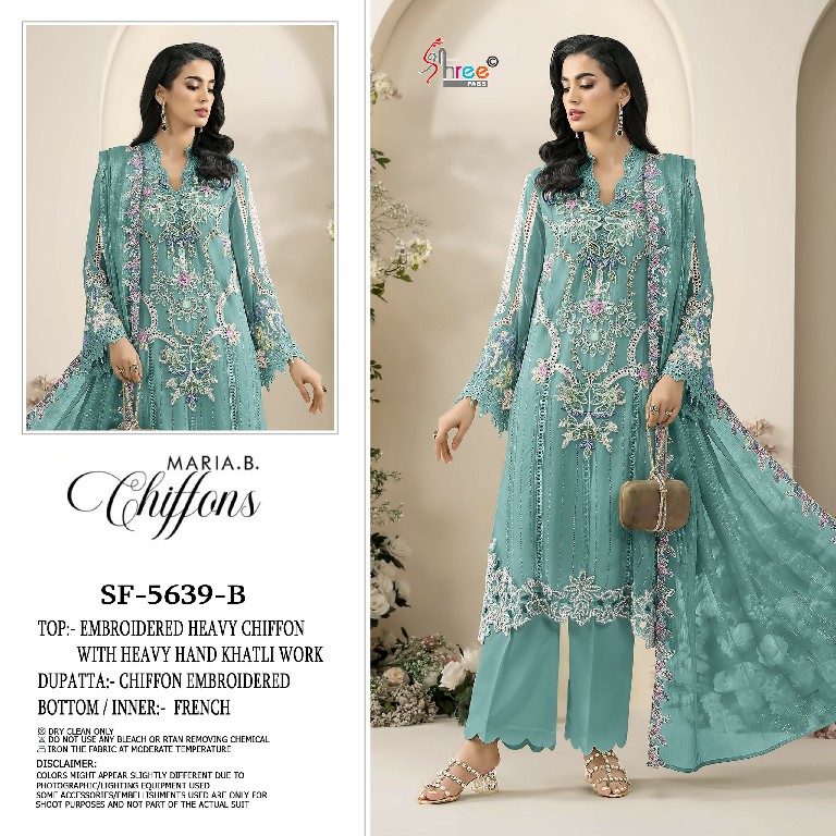 SHREE FABS D.NO 5639 WHOLESALE CHIFFON PAKISTANI HIT DESIGN UNSTITCH SALWAR SUITS EXPORTER