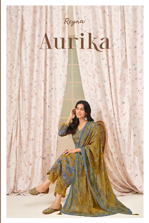 REYNA AURIKA WHOLESALE CHINON WITH HAND WORK PRETTY LOOK UNSTITCH SALWAR SUITS EXPORTER
