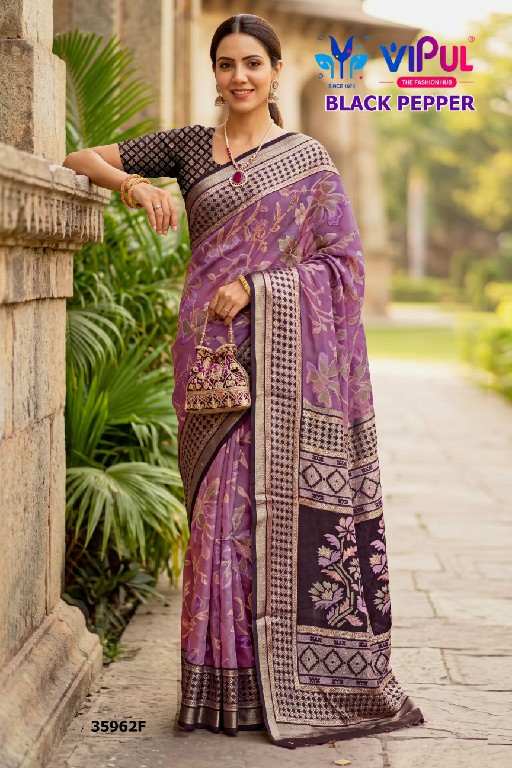 VIPUL BLACK PEPPER D.NO 35962 WHOLESALE BRASSO AMAZING INDIAN SAREES FOR WOMEN EXPORTER