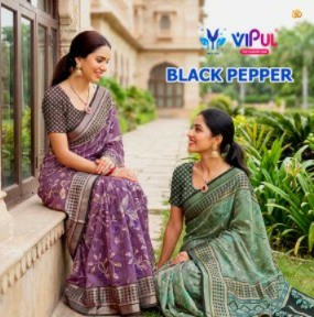VIPUL BLACK PEPPER D.NO 35962 WHOLESALE BRASSO AMAZING INDIAN SAREES FOR WOMEN EXPORTER