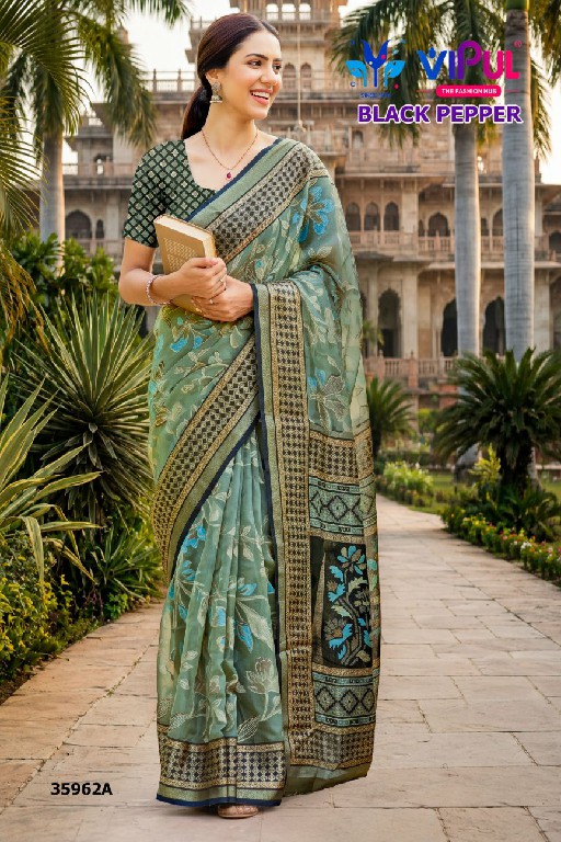 VIPUL BLACK PEPPER D.NO 35962 WHOLESALE BRASSO AMAZING INDIAN SAREES FOR WOMEN EXPORTER