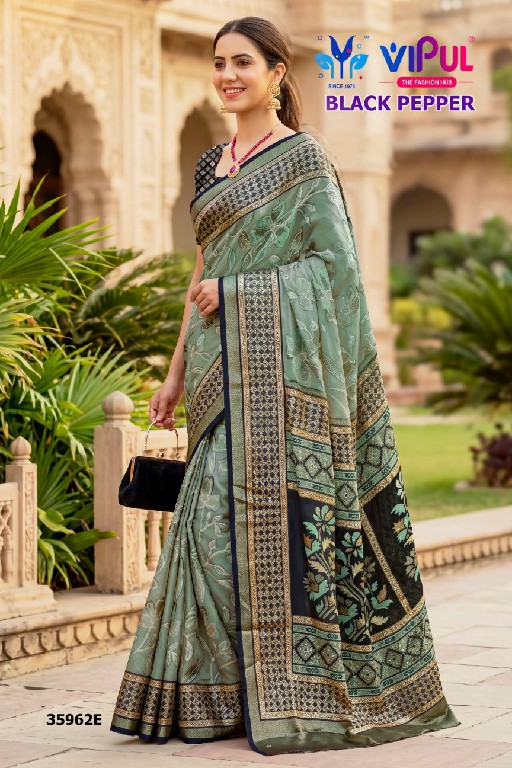 VIPUL BLACK PEPPER D.NO 35962 WHOLESALE BRASSO AMAZING INDIAN SAREES FOR WOMEN EXPORTER