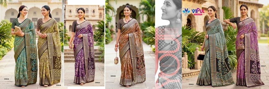 VIPUL BLACK PEPPER D.NO 35962 WHOLESALE BRASSO AMAZING INDIAN SAREES FOR WOMEN EXPORTER