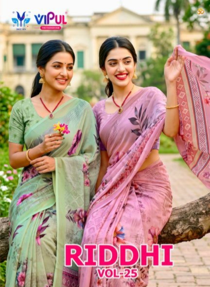 VIPUL RIDDHI VOL 25 D.NO 95616 WHOLESALE WEIGHTLESS FABRIC CLASSY LOOK INDIAN SAREES FOR WOMEN ONLINE