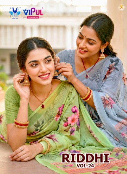 VIPUL RIDDHI VOL 24 D.NO 95607 WHOLESALE WEIGHTLESS FABRIC REGULAR WEAR INDIAN SAREES FOR WOMEN EXPORTER