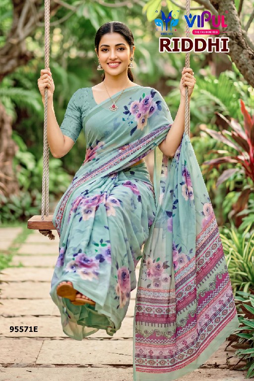 VIPUL RIDDHI VOL 21 D.NO 95571 WHOLESALE WEIGHTLESS FABRIC ELEGANCE INDIAN SAREES FOR WOMEN SUPPLIER
