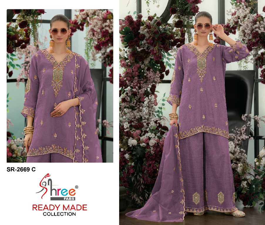 SHREE FABS R-2669 WHOLESALE READYMADE VISCOSE SALSA HEAVY BEATS WORK PLAZZO STYLE 3 PCS SUITS EXPORTER