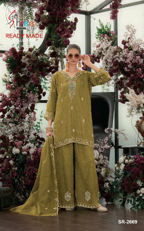 SHREE FABS R-2669 WHOLESALE READYMADE VISCOSE SALSA HEAVY BEATS WORK PLAZZO STYLE 3 PCS SUITS EXPORTER