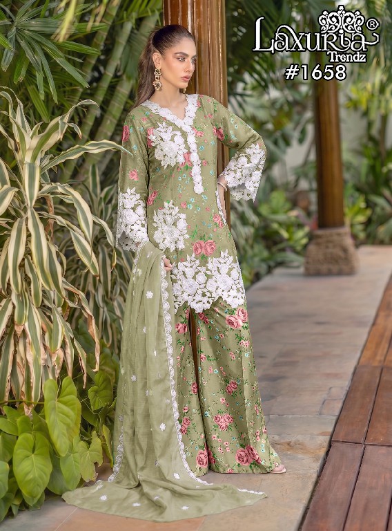 LAXURIA TRENDZ D.NO 1658 WHOLESALE READYMADE SATIN BIG SIZE UNIQUE DESIGNER 3 PCS SUITS FOR EXPORT