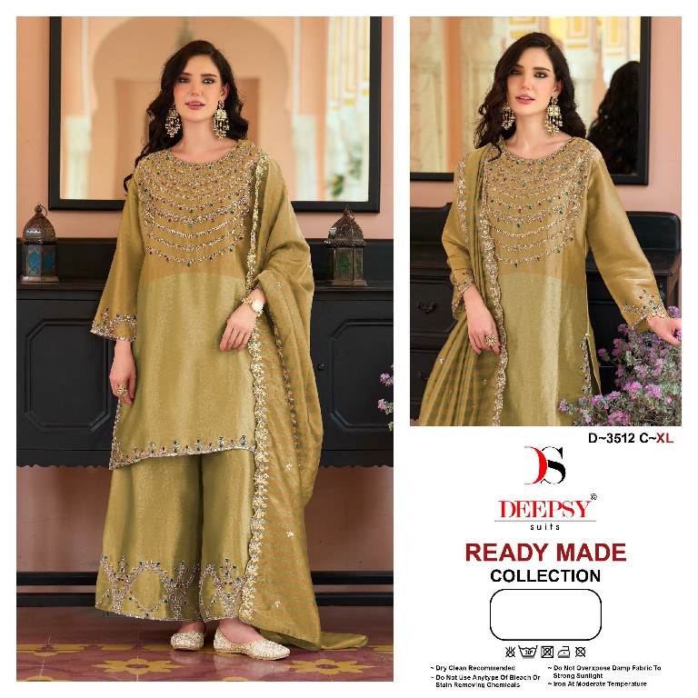 DEPPSY D.NO 3512 WHOLESALE READYMADE VISCOSE TISSUE PAKISTANI FUNCTION WEAR 3 PCS SUITS SUPPLIER