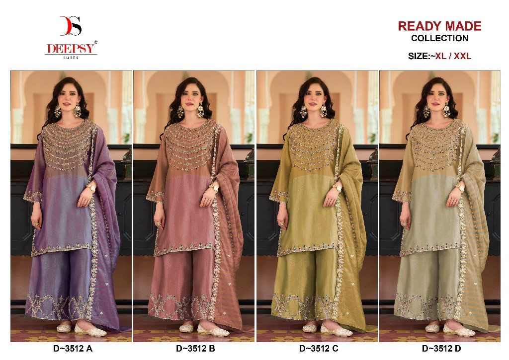 DEPPSY D.NO 3512 WHOLESALE READYMADE VISCOSE TISSUE PAKISTANI FUNCTION WEAR 3 PCS SUITS SUPPLIER