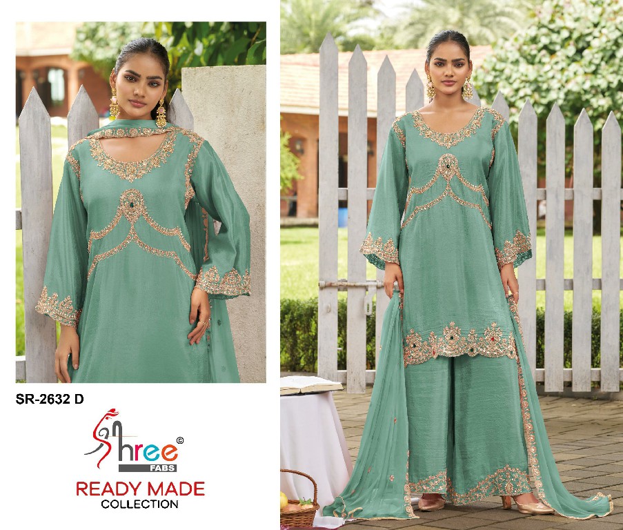 SHREE FABS R-2632 WHOLESALE READYMADE VISCOSE TUSSUE FESTIVE WEAR PLAZZO STYLE 3 PCS SUITS EXPORTER