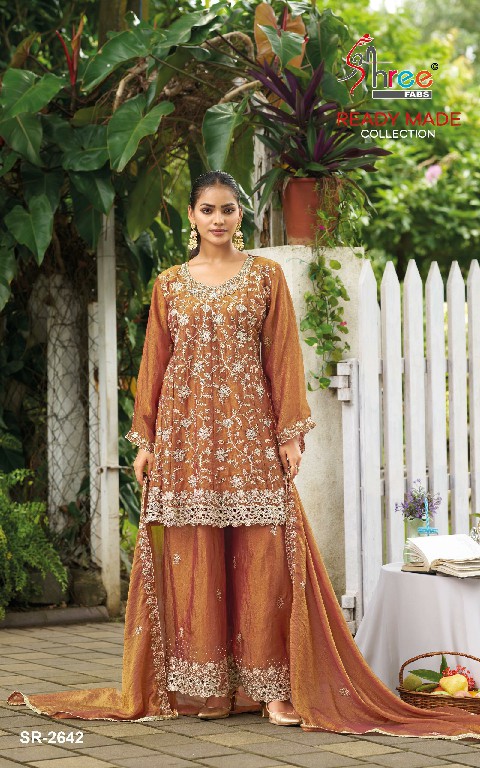 SHREE FABS R-2642 WHOLESALE READYMADE N C MOSS CHIFFON PAPLON STYLE 3 PCS SUITS SUPPLIER