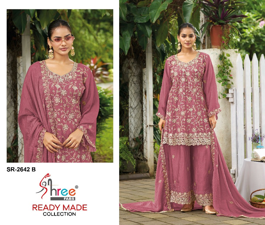 SHREE FABS R-2642 WHOLESALE READYMADE N C MOSS CHIFFON PAPLON STYLE 3 PCS SUITS SUPPLIER