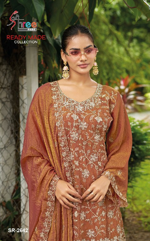 SHREE FABS R-2642 WHOLESALE READYMADE N C MOSS CHIFFON PAPLON STYLE 3 PCS SUITS SUPPLIER