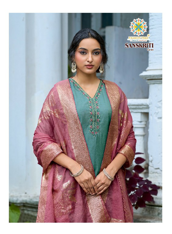 PASSION TREE SANSKRITI VOL 1 WHOLESALE READYMADE ROMAN SHIMMER BIG SIZE FANCY STRAIGHT CUT 3 PCS SUITS EXPORTER