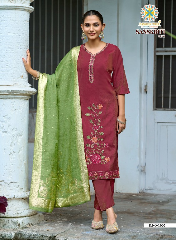 PASSION TREE SANSKRITI VOL 1 WHOLESALE READYMADE ROMAN SHIMMER BIG SIZE FANCY STRAIGHT CUT 3 PCS SUITS EXPORTER