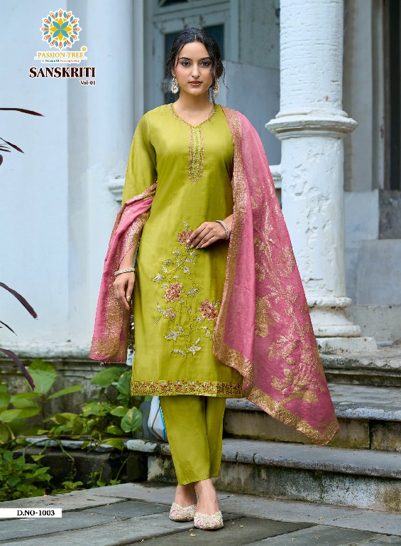 PASSION TREE SANSKRITI VOL 1 WHOLESALE READYMADE ROMAN SHIMMER BIG SIZE FANCY STRAIGHT CUT 3 PCS SUITS EXPORTER