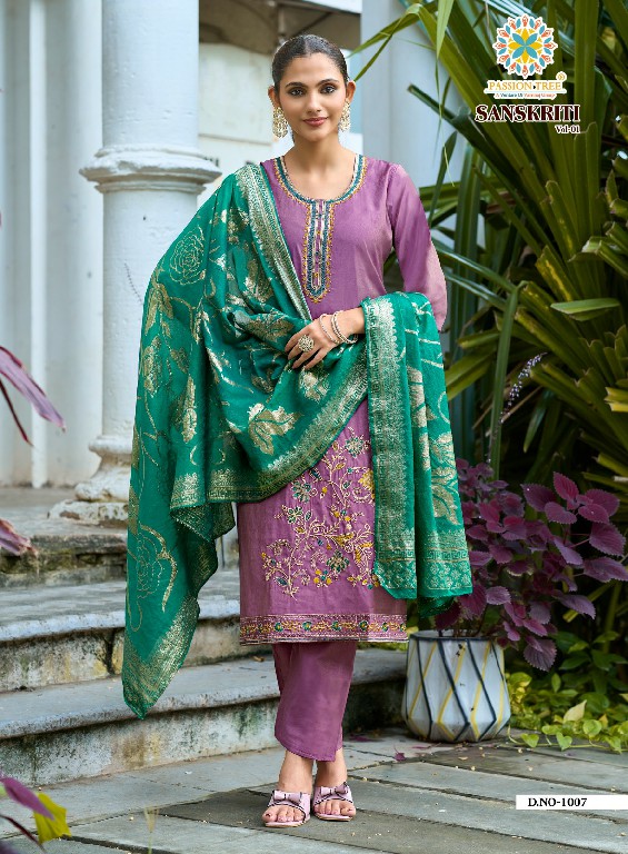 PASSION TREE SANSKRITI VOL 1 WHOLESALE READYMADE ROMAN SHIMMER BIG SIZE FANCY STRAIGHT CUT 3 PCS SUITS EXPORTER