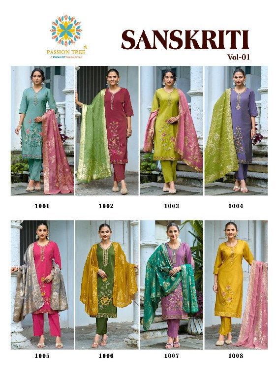 PASSION TREE SANSKRITI VOL 1 WHOLESALE READYMADE ROMAN SHIMMER BIG SIZE FANCY STRAIGHT CUT 3 PCS SUITS EXPORTER
