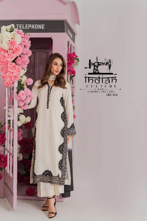 INDIAN CULTURE D.NO LRC-342 WHOLESALE READYMADE PURE COTTON SLUB CLASSIC PAKISTANI 3 PCS SUITS EXPORTER