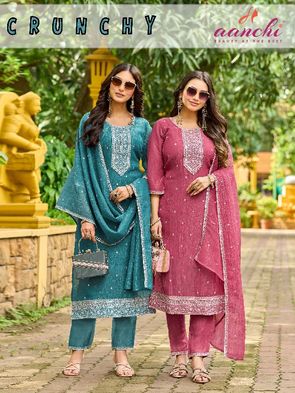 AANCHI CRUNCHY WHOLESALE READYMADE CRUNCHY FASHIONABLE 3 PCS SUITS SUPPLIER