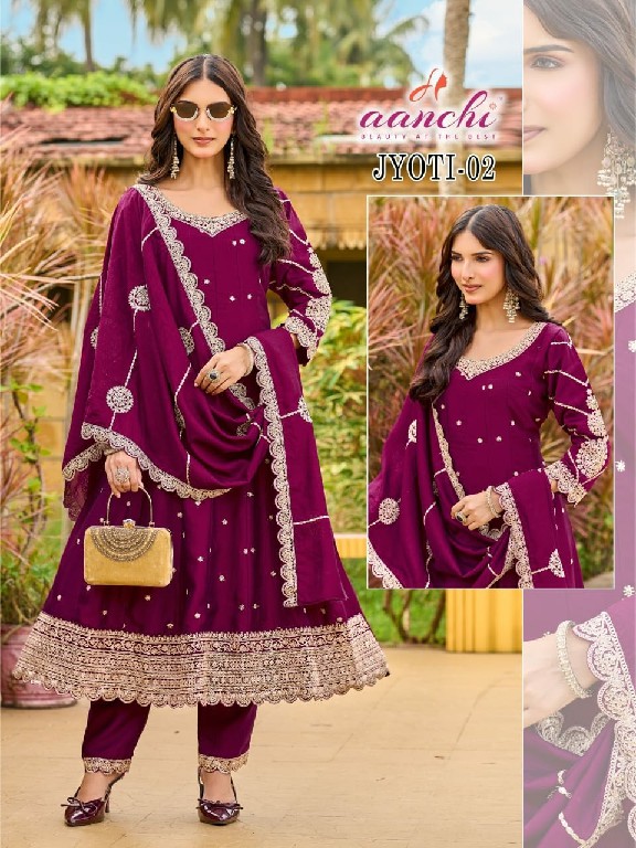 AANCHI JYOTI WHOLESALE READYMADE VICHITRA SILK LATEST FASHION 3 PCS COMBO SET SUITS FOR EXPORT